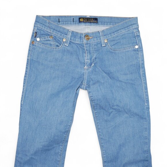 Rock and Republic Thick Stitch Jeans Women Size 27 Stretch Denim Light Wash EUC - Picture 4 of 10